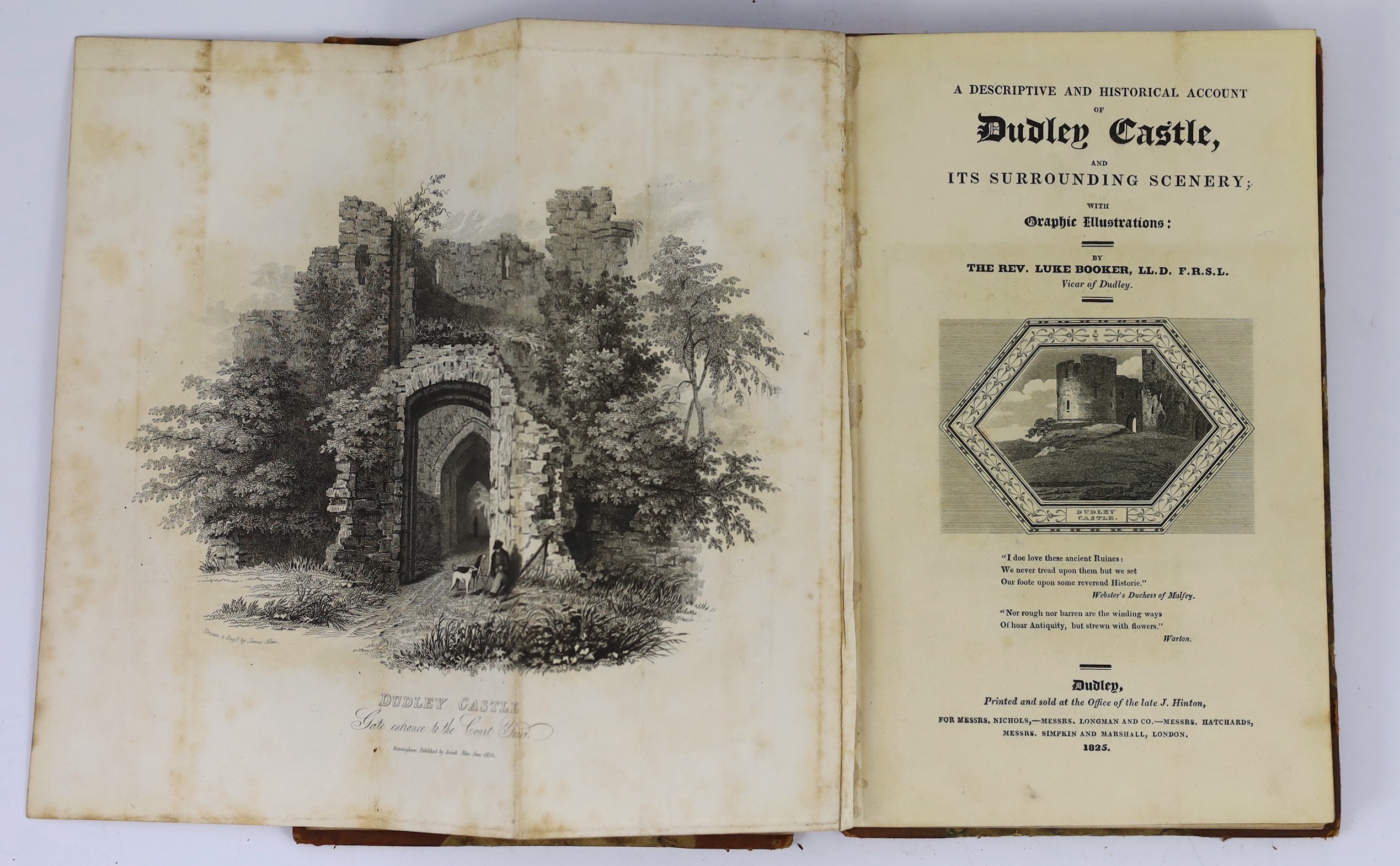 WORCS: Card, Rev. Henry - A Dissertation of the Antiquities of the Priory of Great Malvern ... lithographed frontis and text engravings; pictorial printed boards (rebacked leather), 4to. 1834; Booker, Rev. Luke - A Descr